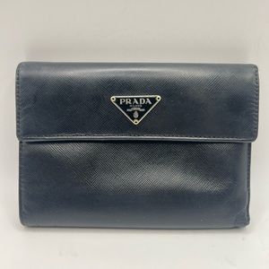 Prada Saffiano Trifold Leather Wallet